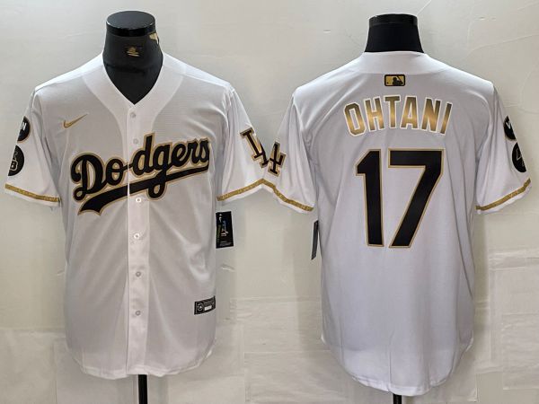 Men Los Angeles Dodgers #17 Ohtani White Fashion Nike Game MLB Jersey style 1